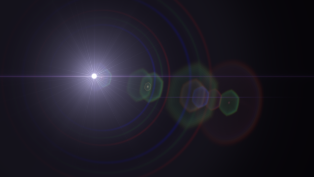 A cool cinematic flare with layered lens reflections.